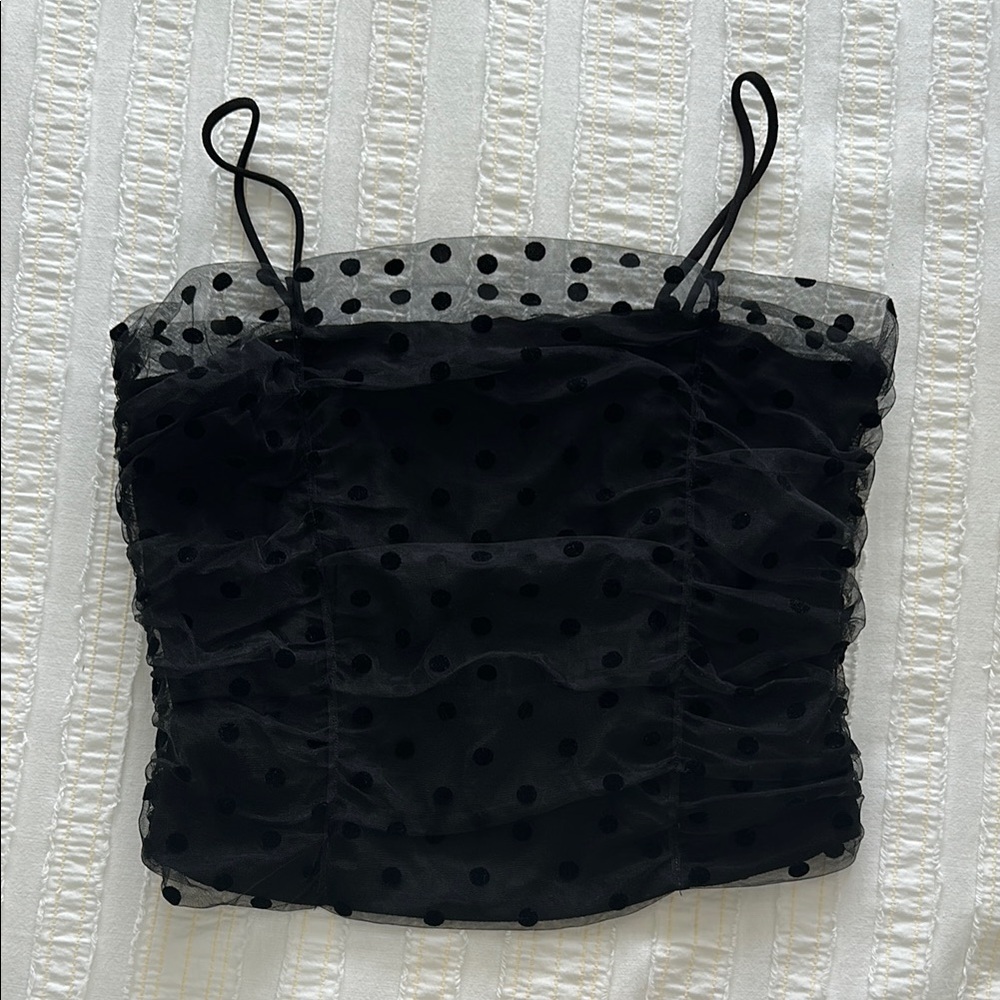 Black Polka Dot Mesh Top